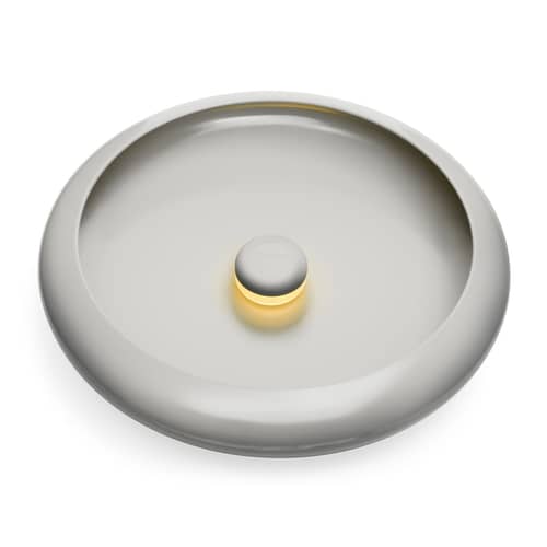 Oloha Large Outdoor wall light metal grey / Wireless lamp - Ø 37.5 cm - Fatboy - Light grey - ABS, Silicone, Thermolacquered aluminium