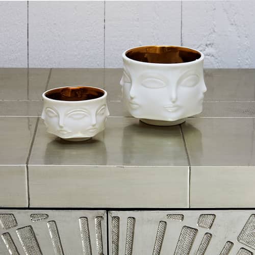 Portacandela Muse Votive ceramica bianco oro / Coppa - Jonathan Adler - Bianco & dorato - Oro, Porcellana