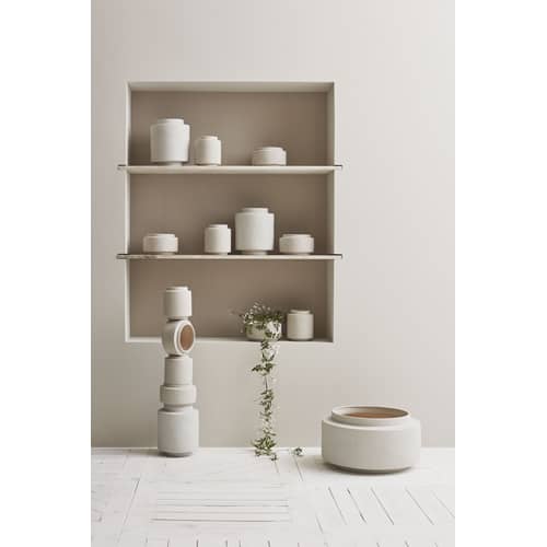 Pot de fleurs Botanique céramique gris / Ø 34,8 x H 40,5 cm - Bolia - Ø 34 cm / Gris & noir - Acier, Céramique