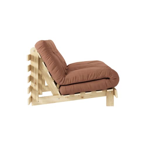 Canapé convertible Roots / L 140 cm - 3 positions / Structure pin clair - KARUP DESIGN - Brun argile 759 / Pin clair - Fibres recyclées mélangées, Mousse, Pin massif certifié FSC, Tissu