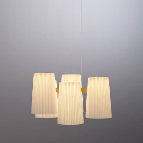 Sospensione Fiesta LED tessuto bianco / 6 Paralumi - Ø 77 cm - Dix Heures Dix - 6 Paralumi - Tessuto plissettato