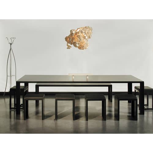 Table rectangulaire Big Irony métal noir / Maurizio Peregalli, 2000 - 238 x 100 cm - Zeus - L 238 / Acier phosphaté noir - Acier phosphaté