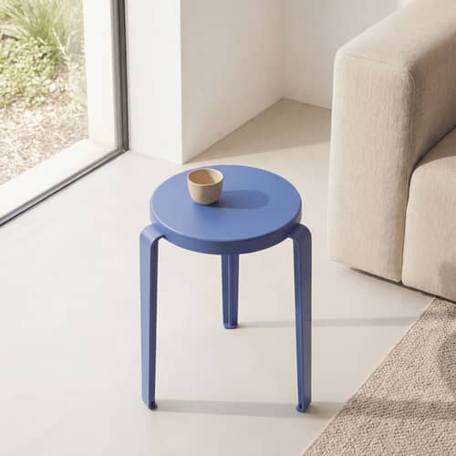 Tabouret empilable Lou Chroma bois bleu / Bois éco-certifié - TIPTOE - Bleu azur - Acier, Bois éco-certifié