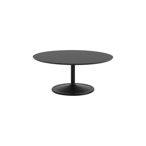 Tavolino Soft legno nero / Ø 95 x H 42 cm - Muuto - Nero (nanolaminato) / Piede Nero - Alluminio pressofuso, MDF, Nanolaminato