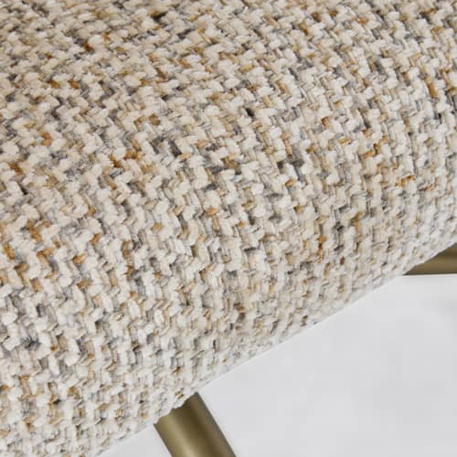 Sedia da ufficio Valeria tessuto beige - NV GALLERY - Marrone variegato / Ottone spazzolato - Ferro, Schiuma ad alta densità, Tissu Tweed