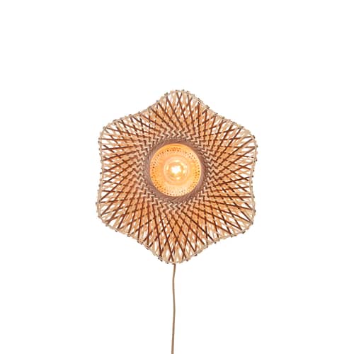 Applique avec prise Madura / Ø 44 cm - Bambou - GOOD&MOJO - / Ø 44 cm - Marron & naturel - Bambou, Fer