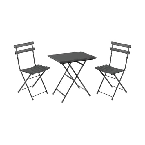 Arc en Ciel Table & seats set metal brown Table 70x50cm + 2 chairs - Emu - Antique iron - Varnished steel