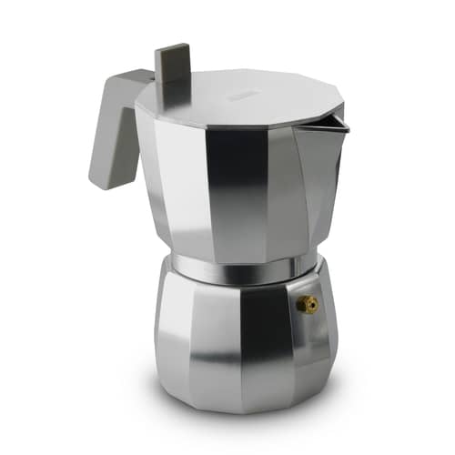 Cafetière italienne Moka gris argent métal /6 tasses - Alessi - 6 tasses / Acier - Fonte d\'aluminium, Polyamide