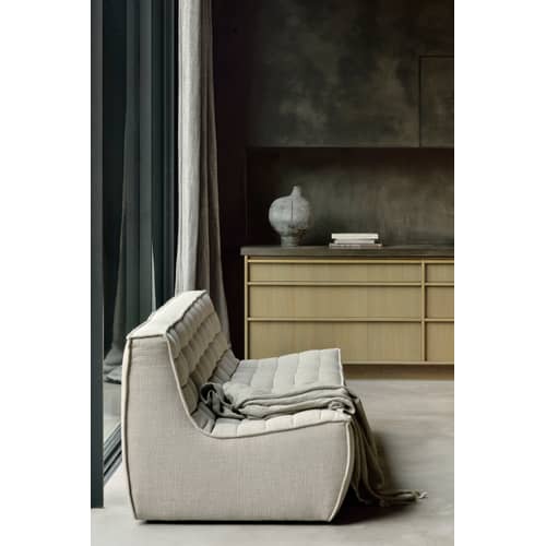 Canapé droit N701 tissu beige / 3 places - L 210 cm - Ethnicraft - Beige (tissu standard) - Bois, Mousse, Tissu