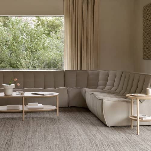 Canapé droit N701 tissu beige / 2 places - L 140 cm / Coton recyclé - Ethnicraft - Ecru Eco (coton recyclé) - Bois, Coton recyclé, Mousse PU haute densité