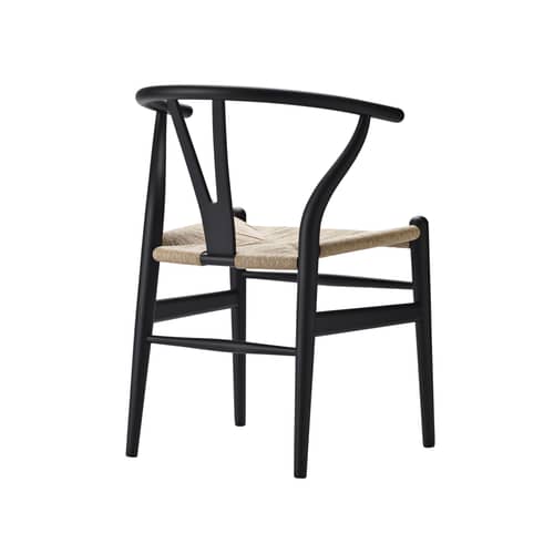 CH24 - Wishbone Chair Chair natural wood / Hans J. Wegner, 1950 - Paper cord - CARL HANSEN & SON - FSC black beech / Natural cord - Lacquered solid beech, Paper cord