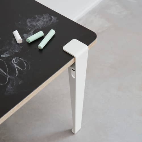 Vice Versa Children\'s desk wood white / 70 x 50 cm - Reversible Slate grey / Stratified - TIPTOE - Slate grey & Stratified white / Cream white - Powder coated steel, Slate, Stratified
