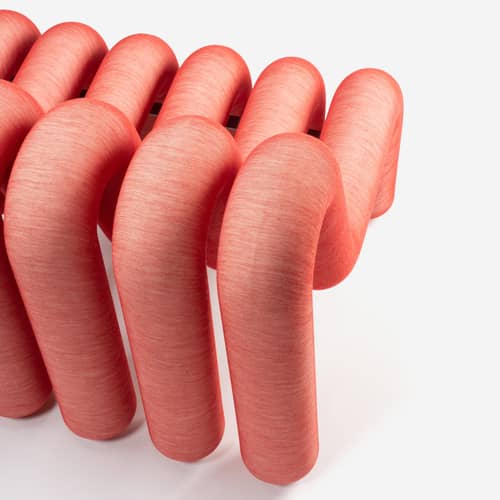Canapé droit Extra Bold Sofa / 3 places - L 224 cm (12 tubes) - Moustache - Rouge-écru - Acier, Laine, Mousse haute résilience