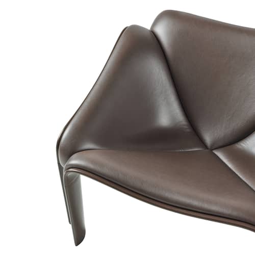 Fauteuil rembourré F300 cuir marron / Pierre Paulin, réédition 1966 - Gubi - Cuir Coffee / Marron - Cuir, HiREK, Mousse
