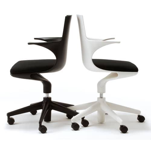 Fauteuil à roulettes Spoon Chair plastique noir / Rembourré - Kartell - Noir/ coussin noir - Polypropylène