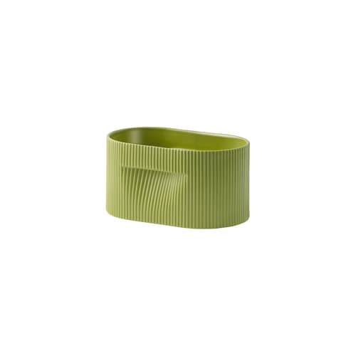Ridge Flowerpot ceramic green / W 22.5 x D 15 x H 13 cm - Muuto - Green - Terracotta
