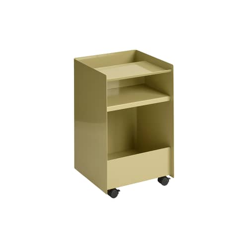 Carrello portavivande con ruote Folded Low metallo verde / Aperto - H 61,5 cm - Muuto - Verde beige scuro - Acciaio