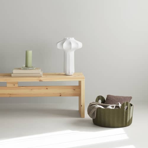 Lampada da tavolo Phantom LED tessuto bianco / H 43 cm - Resina cocoon - Normann Copenhagen - Bianco - Acciaio, Resina cocoon