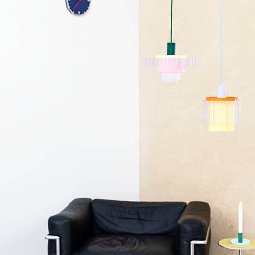 Pendelleuchte Gigi n°3 plastikmaterial bunt / Ø 28 x H 14,5 cm - Recycelter Kunststoff / Hergestellt in Frankreich - Warren & Laetitia - Kabel Waldgrün / Pastellgelb / Rosa - Bioplastik, Recycelter Kunststoff