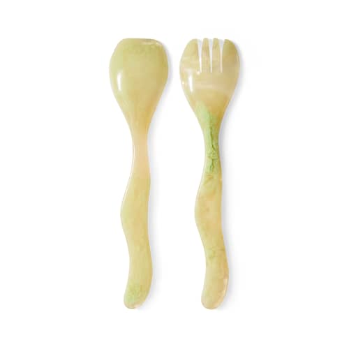 Posate da insalata  materiale plastico verde - HK LIVING - Foschia Verde - Resina