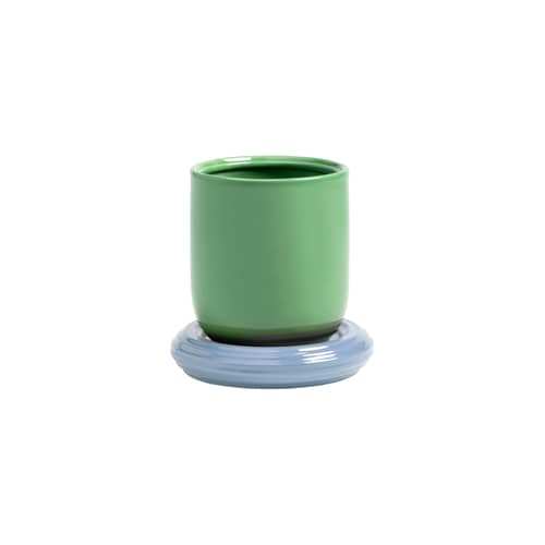 Pot de fleurs Churros céramique vert / Ø 14.5 x H 15 cm - & klevering - Vert & bleu - Grès