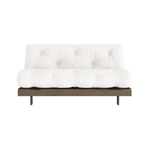 Divano convertibile Roots legno bianco / L 160 cm - 3 posizioni / Struttura marrone - KARUP DESIGN - Naturale 701 / Legno naturale - Espanso, Fibre riciclate miste, Pino massello certificato FSC laccato, Tessuto