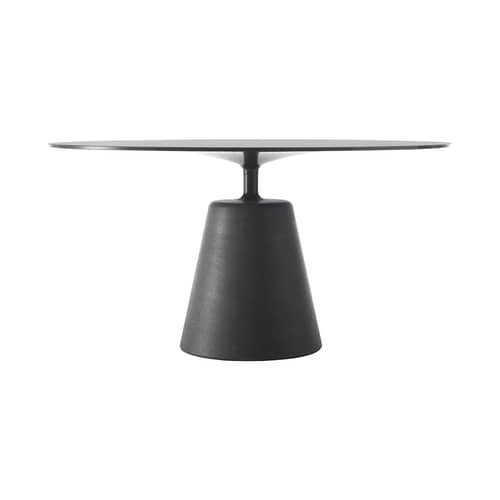 Runder Tisch Rock INDOOR glas grau / Ø 140 cm - Tablett aus Glas - MDF Italia - Rauchglas / Anthrazit Betongrau Fuß - Beton, Glas