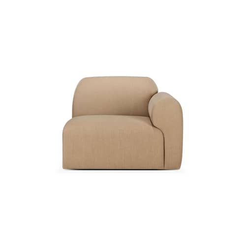 Sofa modulierbar Bulky textil beige / Modul Armlehne links - Ethnicraft - Armlehne links / Beige Hellbeige Sepia - Faser, Gewebe, Hochdichter PU-Schaum, Holz