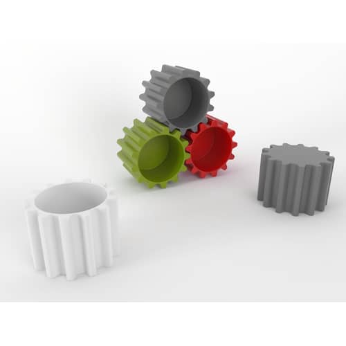 Table basse Gear plastique orange / Pouf - Ø 55 x H 43 cm - Slide - Orange - Polyéthylène