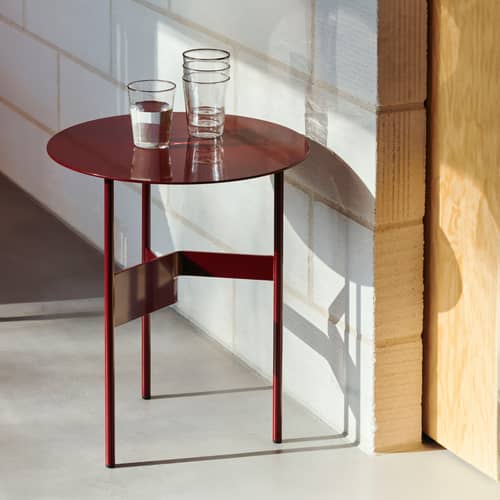 Table basse Shim métal rouge / Ø 45 x H 51 cm - Hay - Bordeaux - Acier thermolaqué