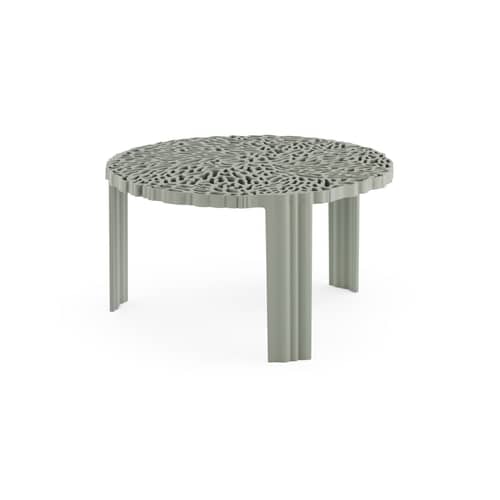 Table basse T-Table Basso plastique vert / Ø 50 x H 28 cm - Kartell - Vert - PMMA soft touch