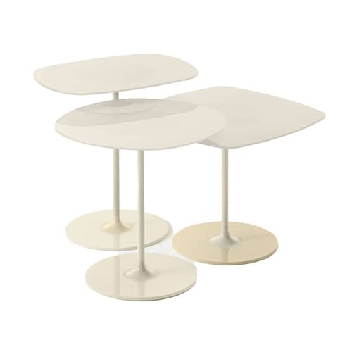 Table d\'appoint Thierry verre blanc / 45 x 45 x H 45 cm - Verre - Kartell - Blanc - Acier peint, Verre trempé