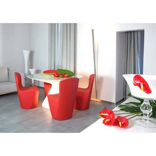 Table lumineuse Ed verre blanc / Ø 140 cm - Slide - Blanc - Plastique, Verre