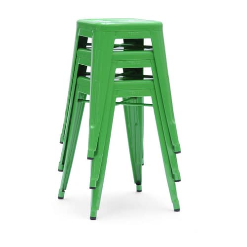 Tabouret empilable H Indoor métal / H 45 cm - Acier brut - Pour l\'intérieur - Tolix - Acier brut verni brillant - Acier brut verni brillant