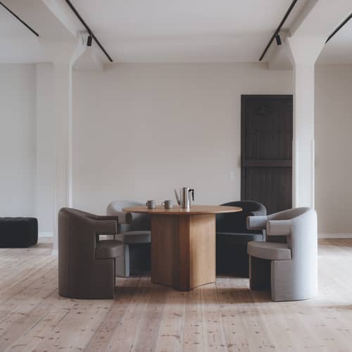 Tavolo rotondo Bue legno naturale / Ø 120 cm - Normann Copenhagen - Rovere naturale - Impiallacciatura di rovere