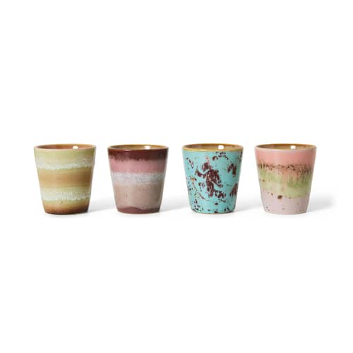Tazza da ristretto 70s ceramics ceramica multicolore / Set di 4 - 10 cl - HK LIVING - Futurismo - Gres smaltato