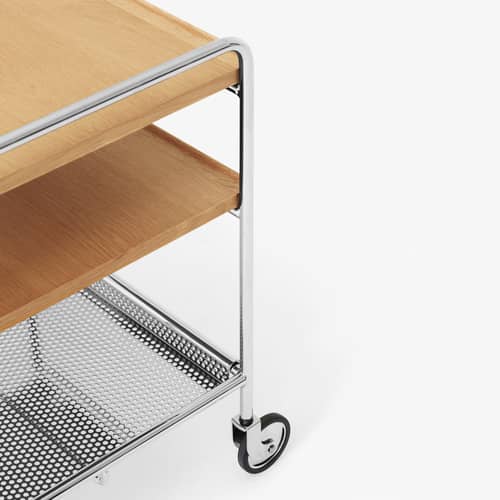 Alima NDS2 Trolley on wheels natural wood / 44 x 42 x H 55 cm - &tradition - Oak - Chromed steel, Oak veneer