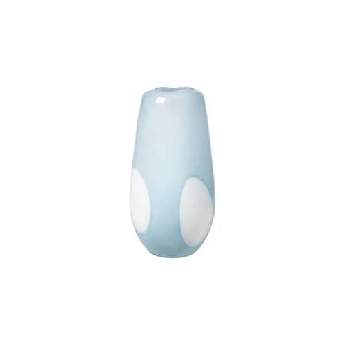 Vase Adat Dot verre bleu / Ø 19,5 x H 37 cm - Soufflé bouche - BROSTE COPENHAGEN - Bleu - Verre soufflé bouche