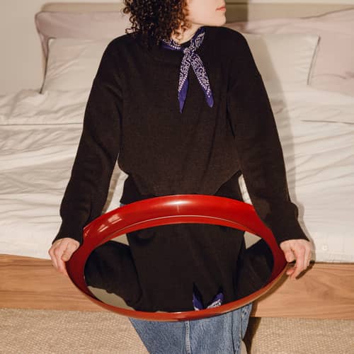 Allo Wall mirror metal red / Ø 58 cm - NOO.MA - Auburn Red -  Verre miroir, Recycled steel