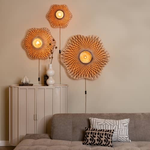 Applique avec prise Madura / Ø 44 cm - Bambou - GOOD&MOJO - / Ø 44 cm - Marron & naturel - Bambou, Fer