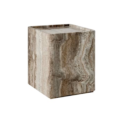 Beistelltisch Pietra stein beige / 33 x 33 x H 40 cm - Travertin - Gubi - Lively Sepia - Travertin