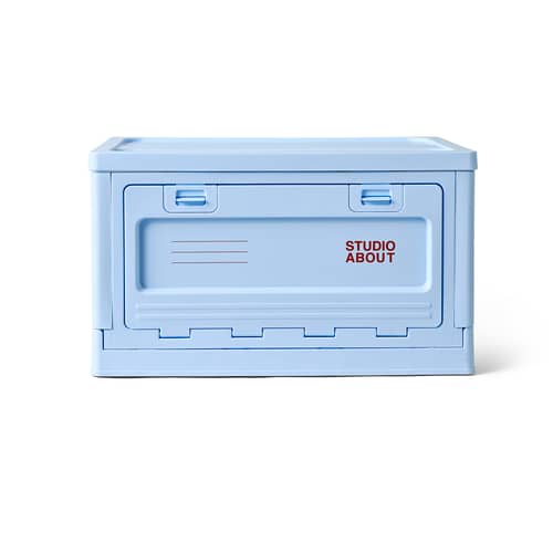 Boîte Box Large plastique bleu / 50 x 35,5 x H 29 cm - Empilable - STUDIO ABOUT - Bleu ciel - Polypropylène