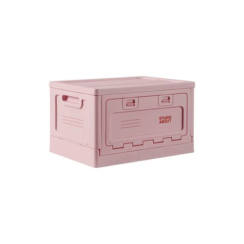 Boîte Box Medium plastique rose / 40 x 29 x H 23,7 cm - Empilable - STUDIO ABOUT - Rose - Polypropylène