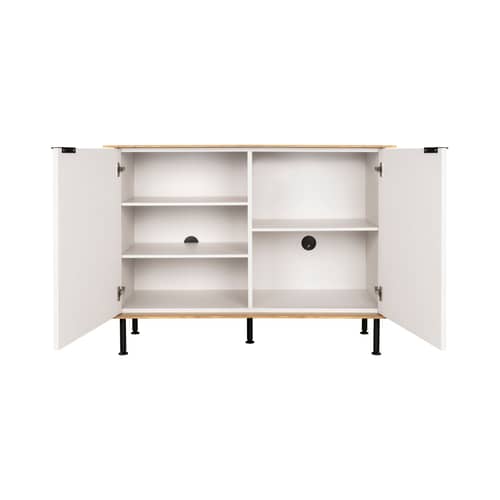 Buffet Suumo bois gris / L 120 x P 50 x H 88 cm - NOO.MA - Gris amande & chêne - Acier, Aluminium, Mélamine, Placage chêne