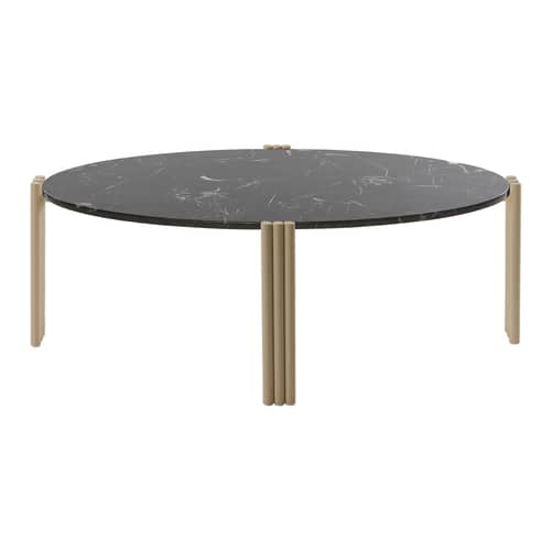 Couchtisch Tribus stein schwarz / Marmor - 92 x 47 x H 35 cm - AYTM - Schwarzer Marmor / Sandfarben - Marmor, Stahl