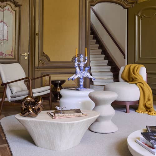 Fauteuil rembourré Peggy tissu beige - POLSPOTTEN - Beige - Frêne, Mousse, Tissu