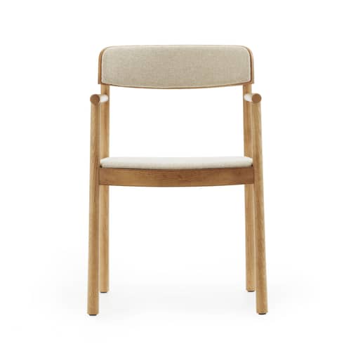 Fauteuil rembourré Timb tissu beige - Normann Copenhagen - Tissu beige (Hallingdal 220) / Frêne naturel - Contreplaqué de frêne, Frêne massif, Mousse, Tissu