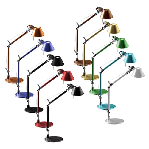 Lampe de bureau Tolomeo Micro métal rouge / 1987 - Artemide - Rouge - Acier, Aluminium
