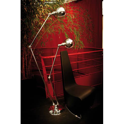 Lampadaire Loft métal noir /Double - 2 bras articulés - H max 160 cm / 120 cm - Jieldé - Noir mat - Acier inoxydable