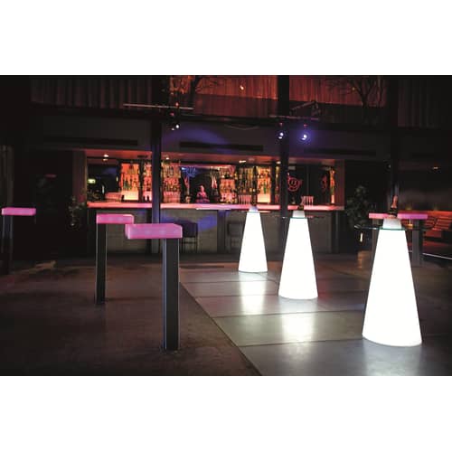 Mange-debout lumineux Peak   / Ø 70 x H 120 cm - Slide - Ø 80 cm / Blanc & plateau transparent - Polyéthylène recyclable rotomoulé, Verre trempé